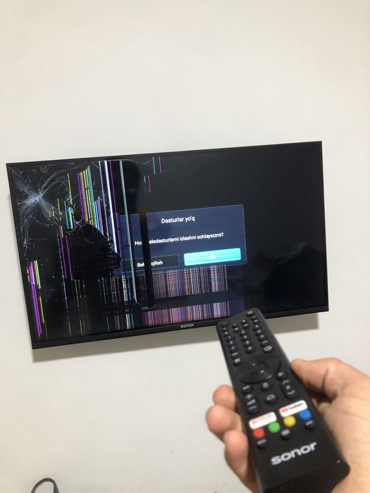 televezor sotladi SONOR  smart tv aybi ekran singan manzil samarqand