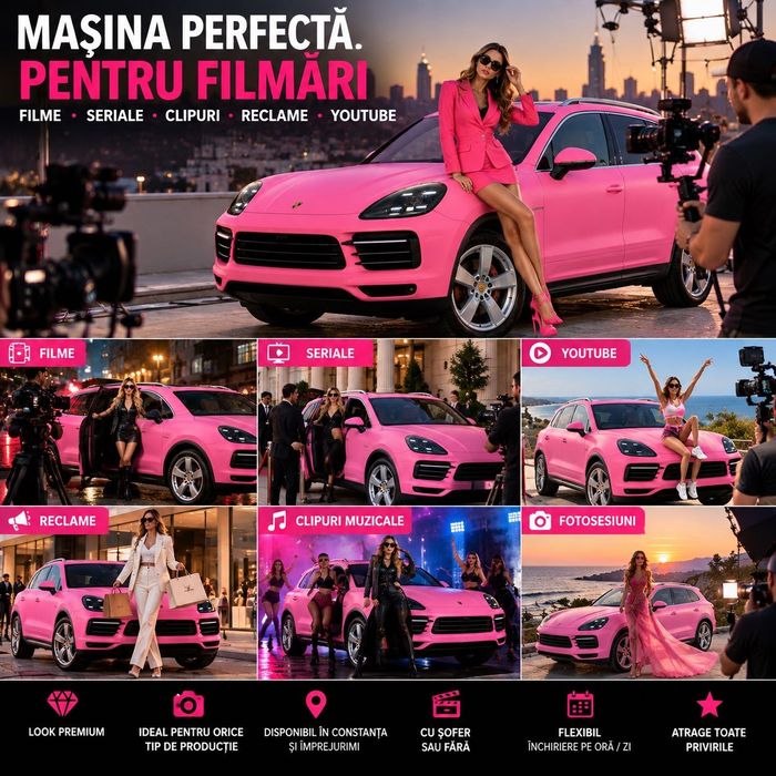 Inchiriere masina nunta Constanta - Porsche Cayenne roz cu sofer