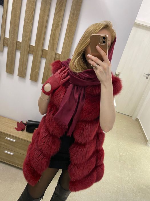 vestă de blană de vulpe arctică