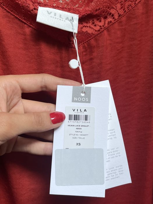 Maieu cu dantelă, Vila Clothing, oranj-roșu