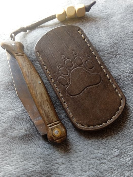 Калъф за джобно ножче от естествена кожа  ръчна изработка 
Стъпка прои