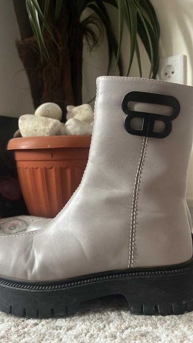 Кожанные теплые сапоги