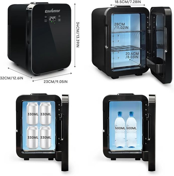 10L Мини Хладилник 12V / 220V, LCD Дисплей, Охлаждане и Затопляне, Enventor