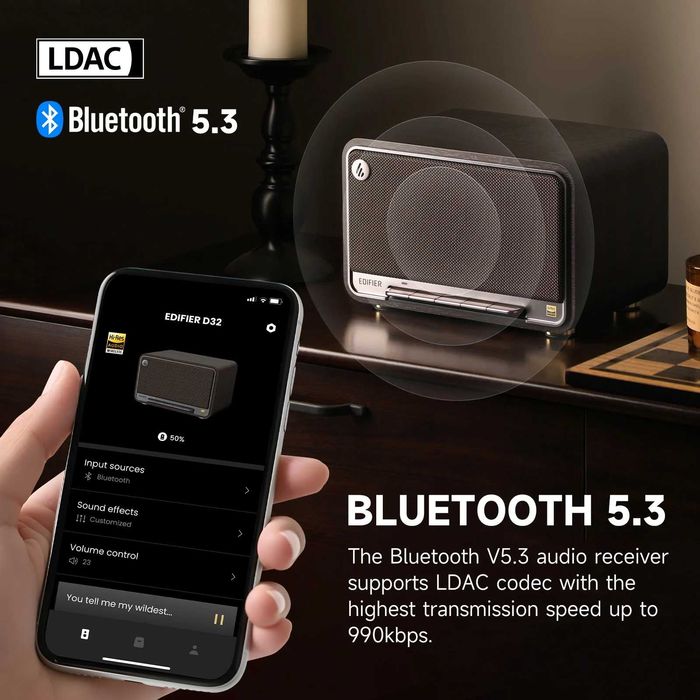 продам новый Edifier D32 black walnut/Bluetooth V5.3/USB и AUX-входы
