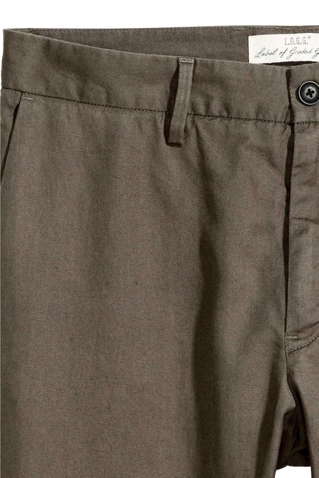 H&M - 2 pantaloni chino de vara slim fit 60% bbc + 40% in, W32/L32 [M/48], talie=90 cm., noi