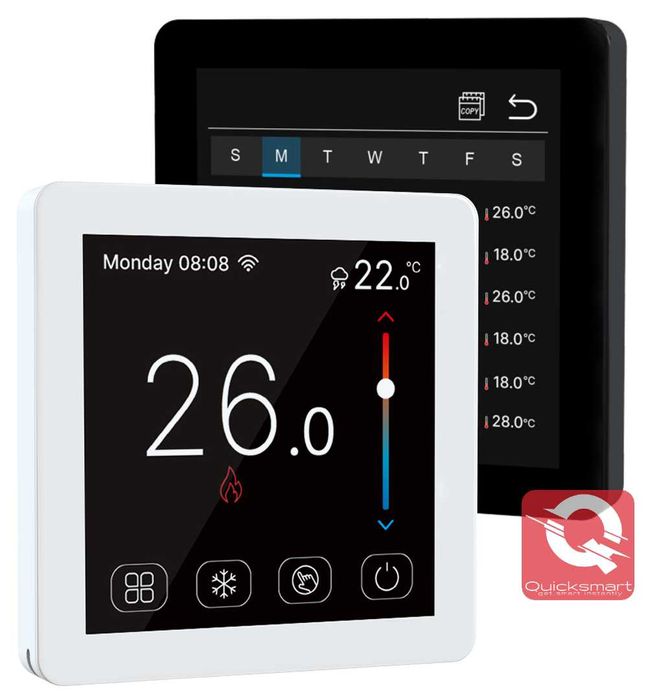 Termostat pardoseala Q50 cu fir, Ecran color cu Touchscreen, Smart app