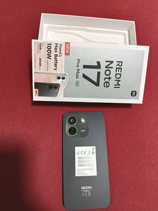 Vând smartphone Xiaomi Redmi Note 17 Pro Max 5G, varianta de top cu 256GB stocare interna și 8GB RAM, culoare Black . Telefonul este absolut nou
