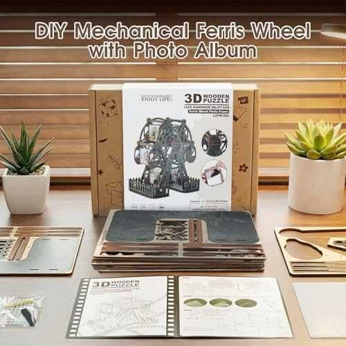 Нова Въртяща 3D рамка за снимки дървен DIY пъзел виенско колело идеален подарък