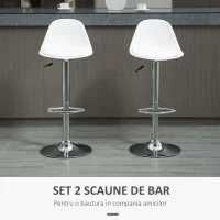 Set 2 Scaune Bar , reglabile albe , HOMCOM