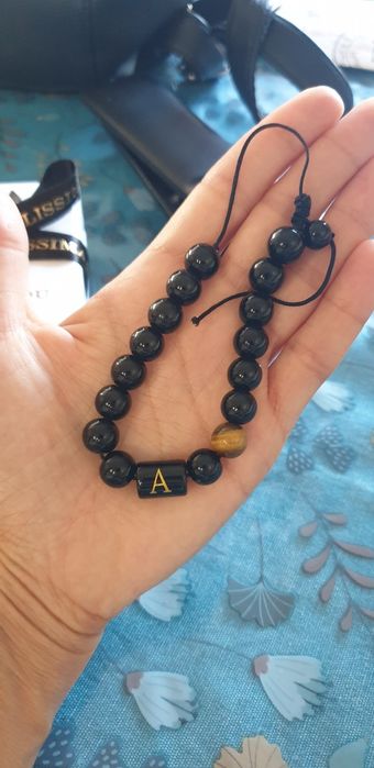 Мъжка броеница черен мат