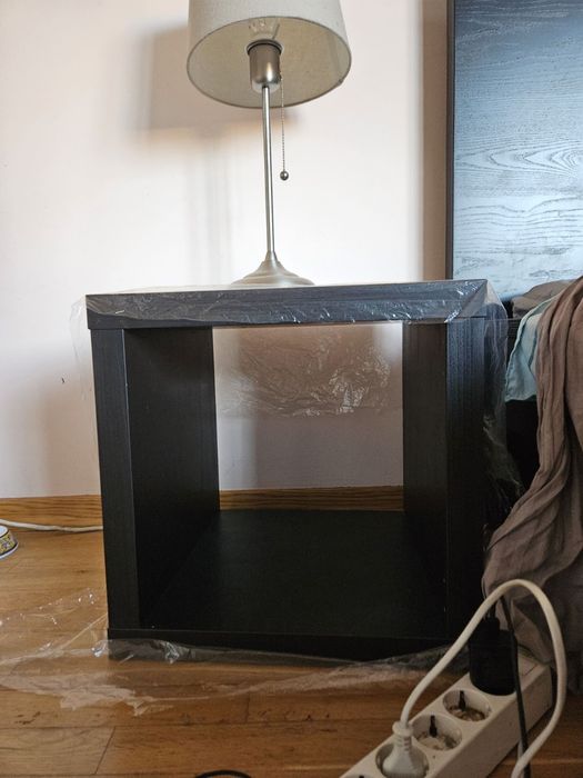 IKEA MALM легло с дървена основа LERÖY и етаржерка KALLAX