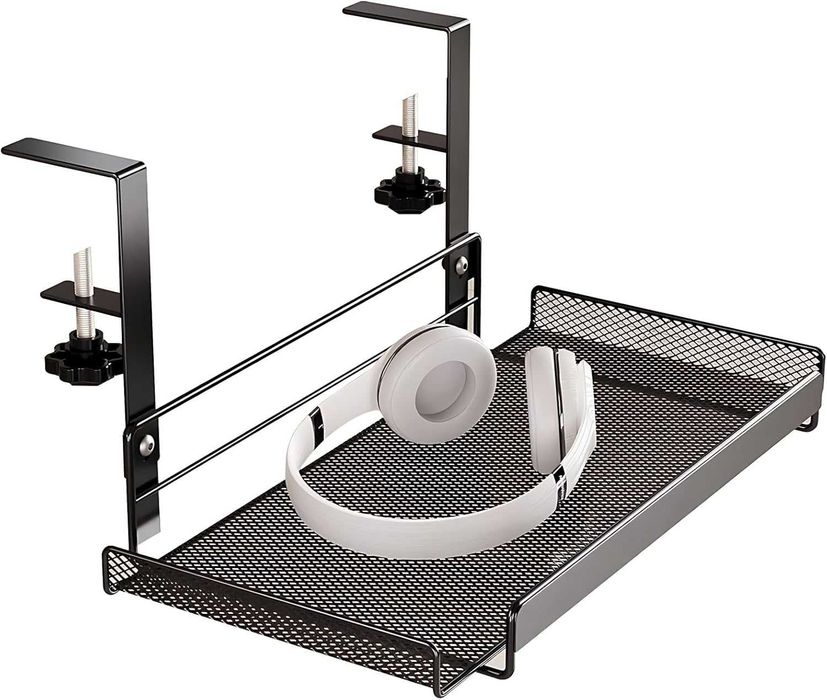 Tavă organizare sub birou 36,5x20x18 cm oțel carbon, prindere cu clemă