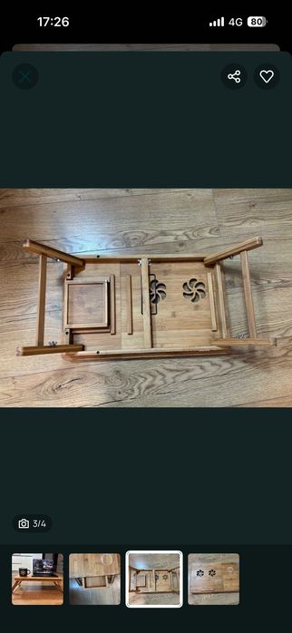 Masă pliabilă din bambus pentru laptop – cu sertar și ventilație