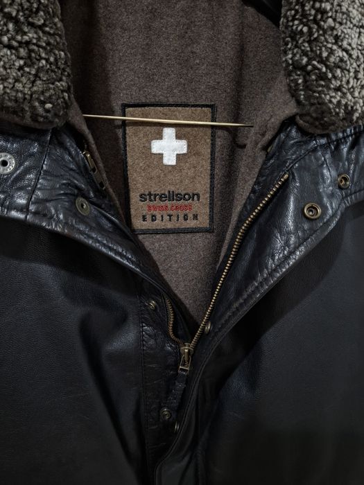 Geaca piele bărbați Strellson Swiss Cross Edition mărime M neagra