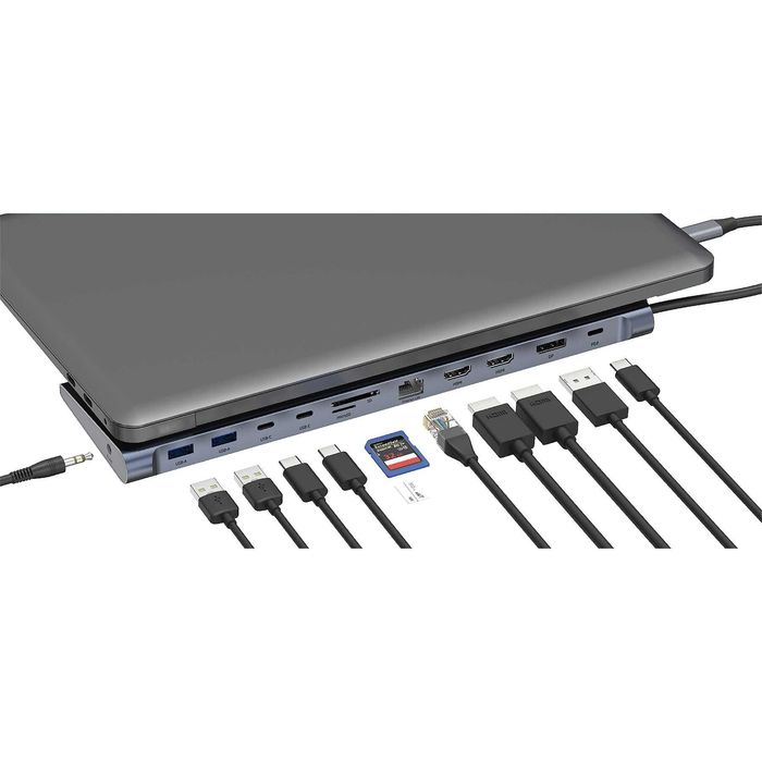 ISY IDO-1100 USB-C Multiport Docking Station + Power Delivery, Aluminiu