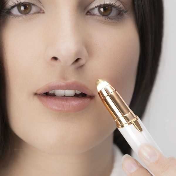 Epilator facial de precizie portabil fara durere lumina LED alb/auriu