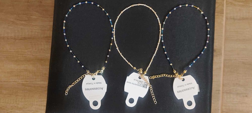 Гривна за крак и ръка с камъчета и златисти мотиви внос Turkey