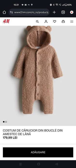 Costum lana boucle H&M măsură 56