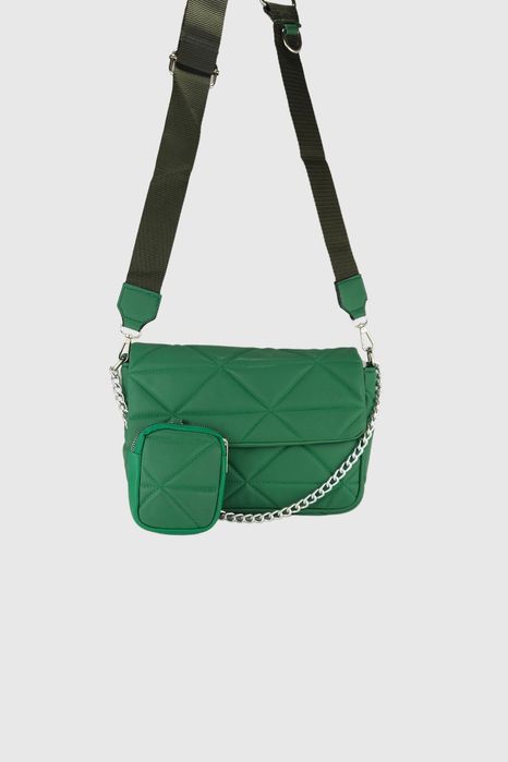 НОВО! ЛИКВИДАЦИЯ! Капитонирана чанта с мини портмоне в зелено