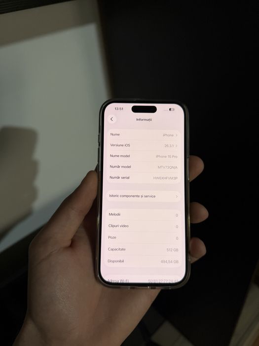 IPhone 15 PRO 512 GB negru 87% bateria