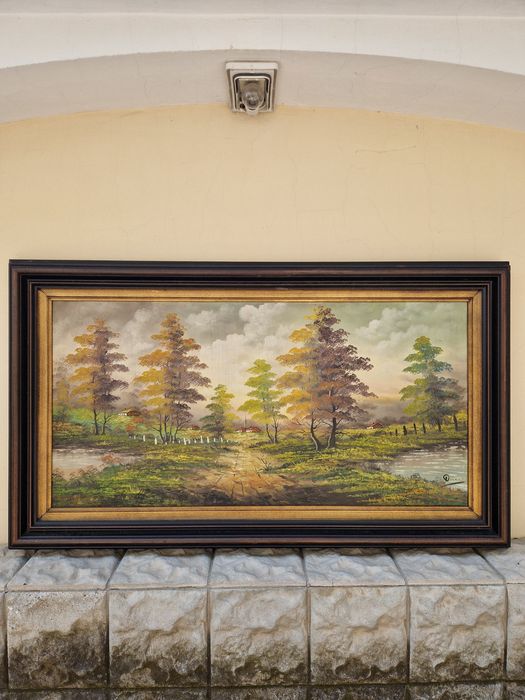 Страхотна огромна антикварна авторска майсторска картина