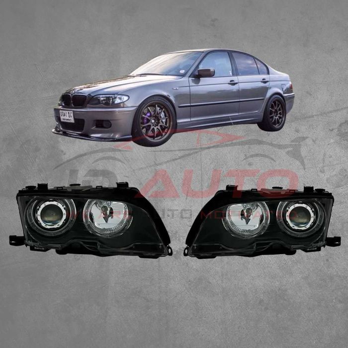 Тунинг кристални фарове за BMW E46 седан (2001-2005) - черни