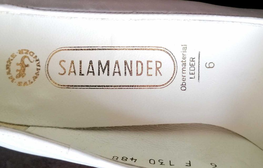 Бели официални кожени обувки Salamander  № 38.5, UK 6 - нови