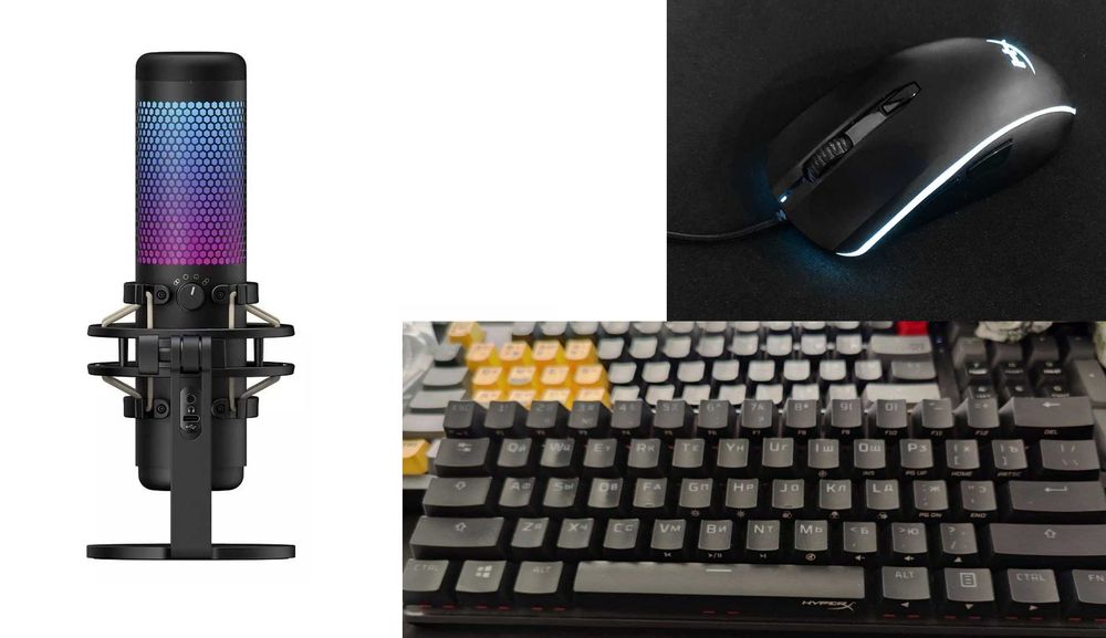 Комплект HYPERX микрофон, клавиатура и мышь