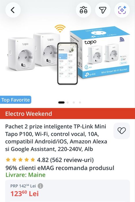 Vand priza / prize wierless / wi-fi tapo p100