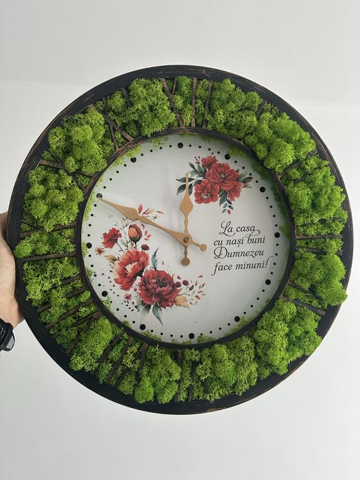 Ceas pentru nași decorativ cu licheni