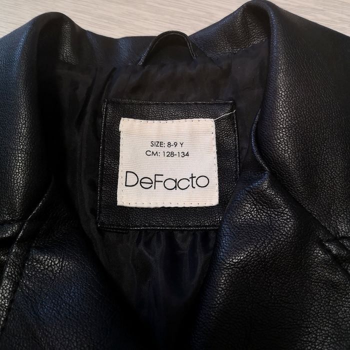 Детско черно кожено яке байкър за момиче De Facto размер 128/134