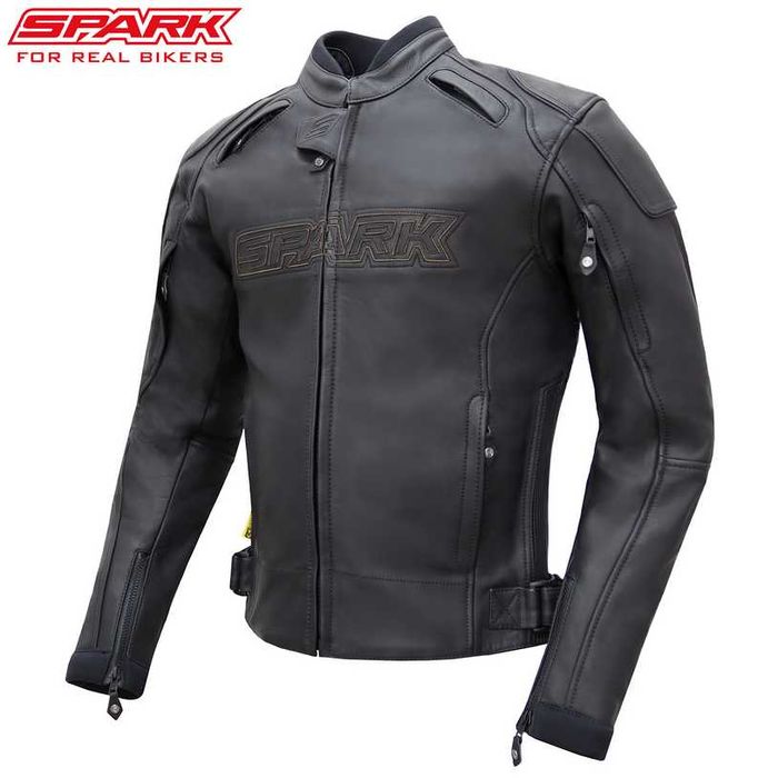 Geaca moto piele NOUA cu protectii complete, aerisiri, Spark Motostar