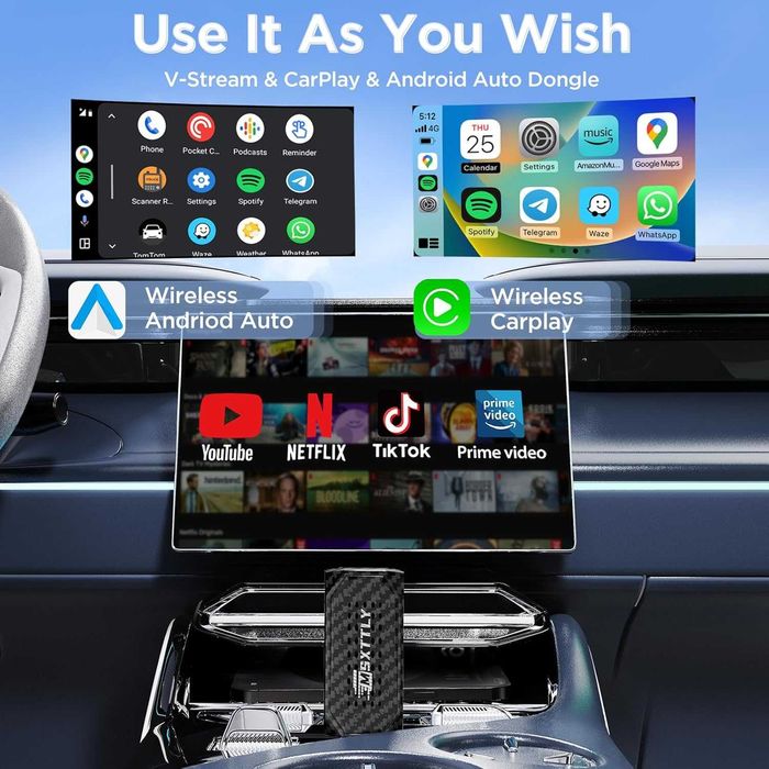 MSXTTLY 3in1 Wireless CarPlay Android Auto адаптер