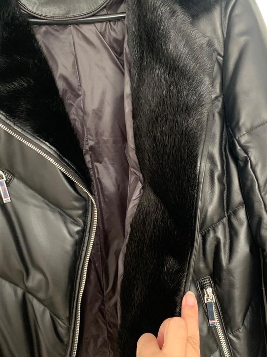 Кожанный куртка зимний