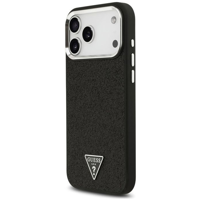 Case guess glitter triangle logo magsafe for iphone 17 pro max black