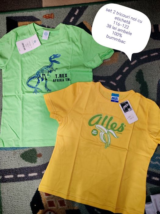 Lot tricouri 116-122, bumbac, noi cu etichetă
