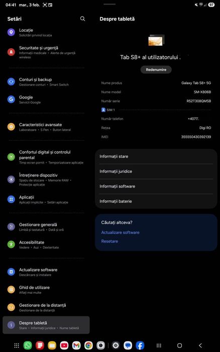 Samsung Galaxy Tab S8+, 5G, 128GB