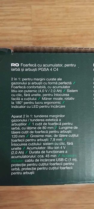 Foarfeca cu acumulator,arbusti si iarba ,sigilata