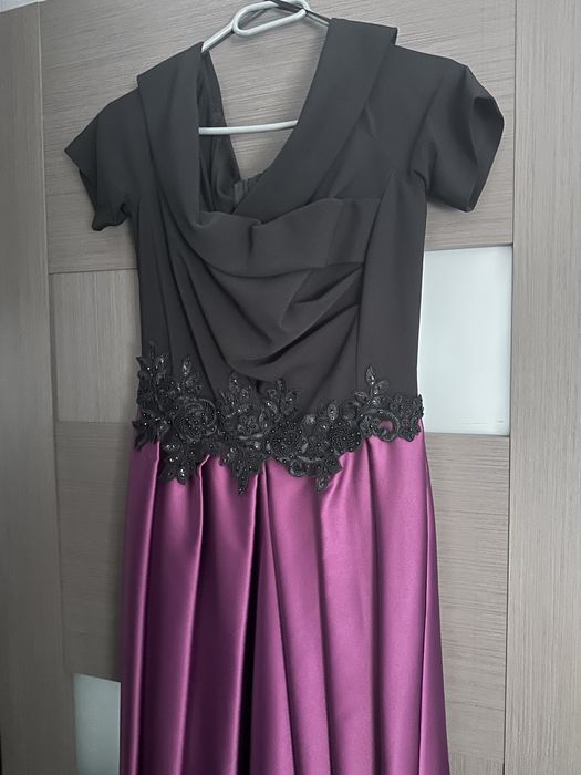 Rochie ocazie negru/mov tafta