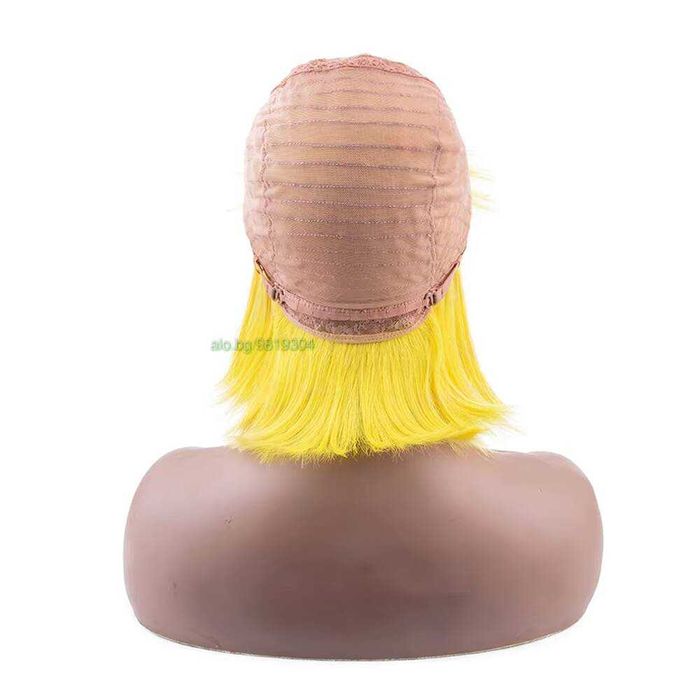 Жълта перука 100% естествен косъм