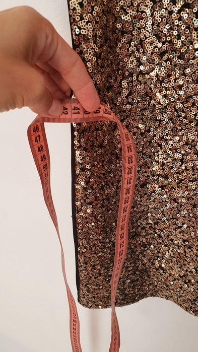 Rochie neagră paiete aurii Ebelieve S mini party club glamour elegantă sexy transparentă
