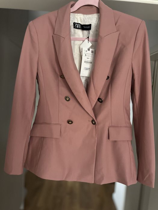 ZARA Blazer roz S - NOU, etichetă 59€, cambrat elegant