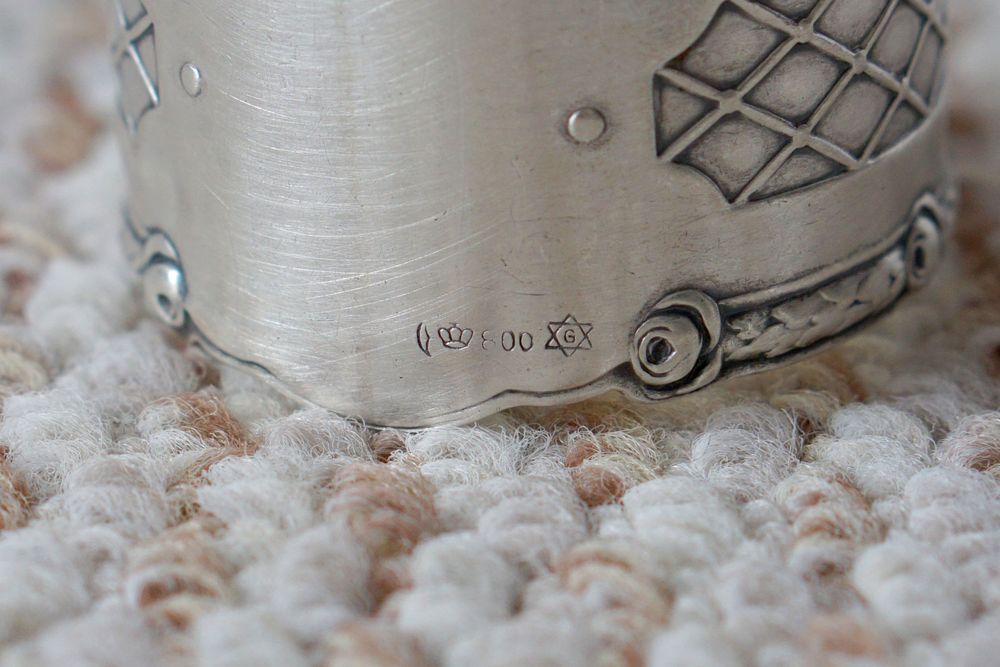 Set doua inele de servetele din argint 800 Germania