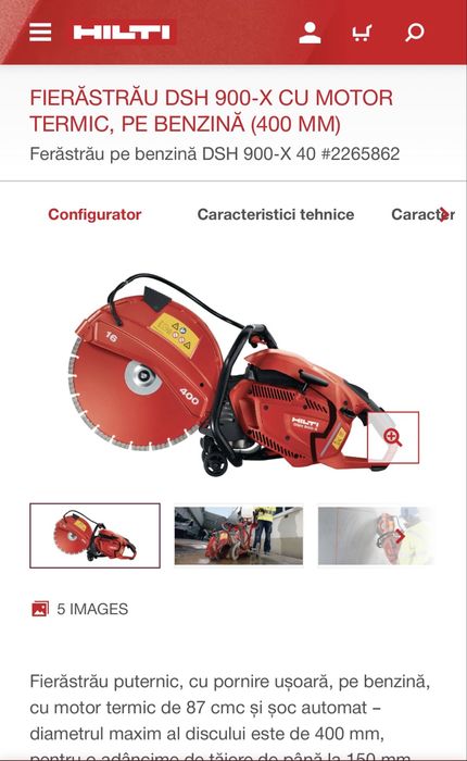 MDM vinde:Drujba taiat beton Hilti DSH 900-X 400mm, Cu motor termic.