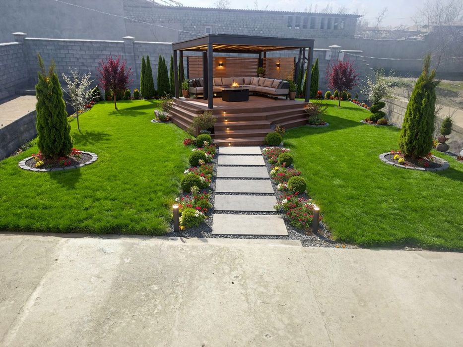 Газон + ланшафт дизайн + микроклимат+ палив  хизматларимиз мавжуд