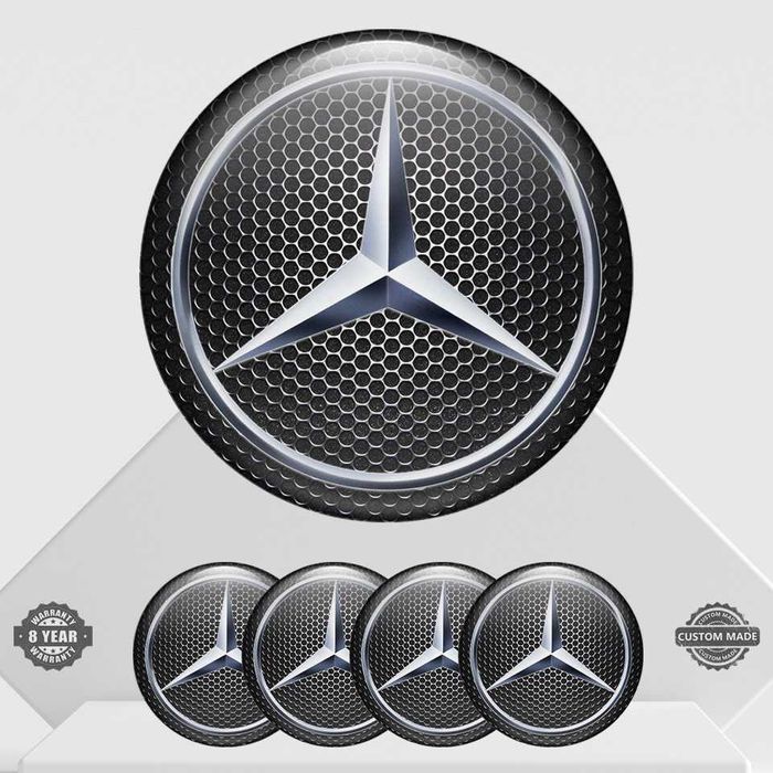 4 броя Силиконови стикери за Капачки за Джанти с лого Mercedes