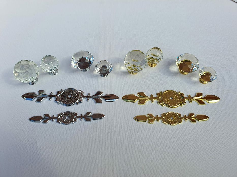 Maner mobila cristal diamant auriu buton pt. dulap, comoda, sertar