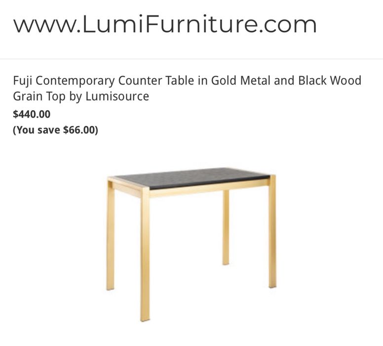 Masa de bar cadru metalic - culoarea Aurie cu blat negru Lumisorce