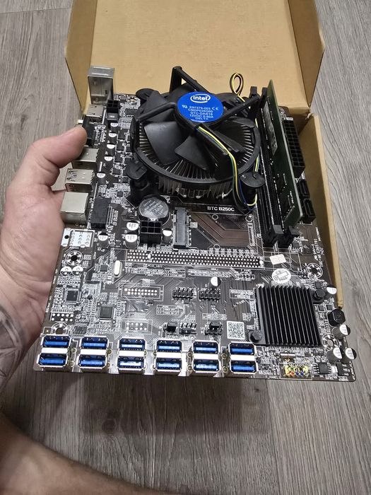 Placa baza mining 12 gpu kit intel g3930 4gb ram