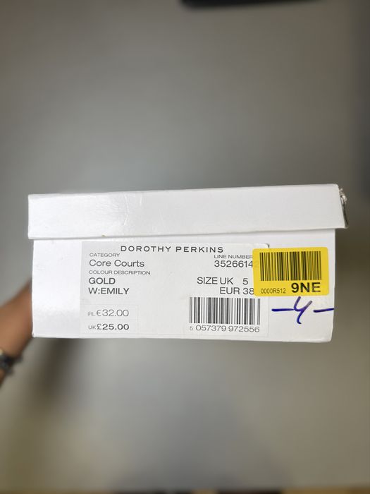 Dorothy Perkins Emily Wide Fit дамски обувки на ток златисти EU 38